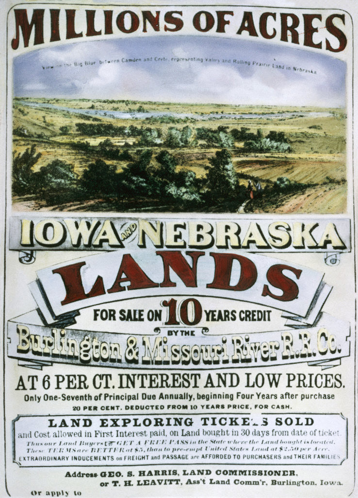 Detail of Advertisement for Iowa and Nebraska Lands by Corbis