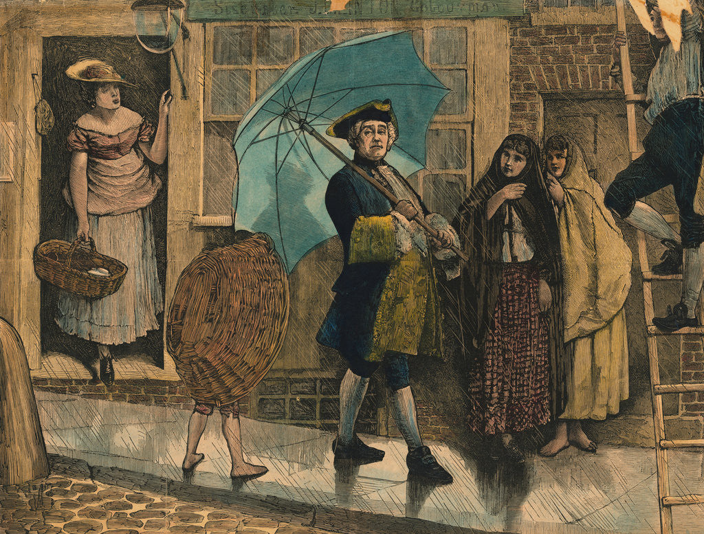 Detail of Citizens Observing Jonas Hanway with Newly Invented Umbrella by Corbis