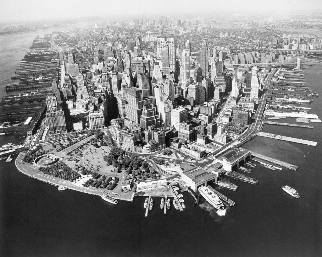 Detail of Tip of Manhattan from Overhead by Corbis