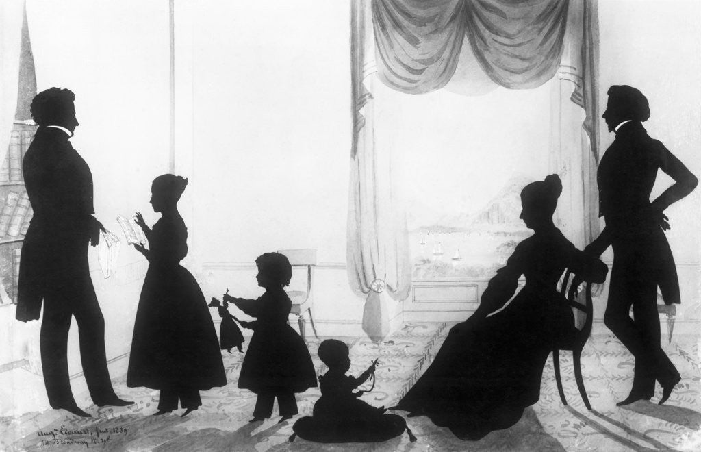 Detail of Fashionable Family in Silhouette by August Edward