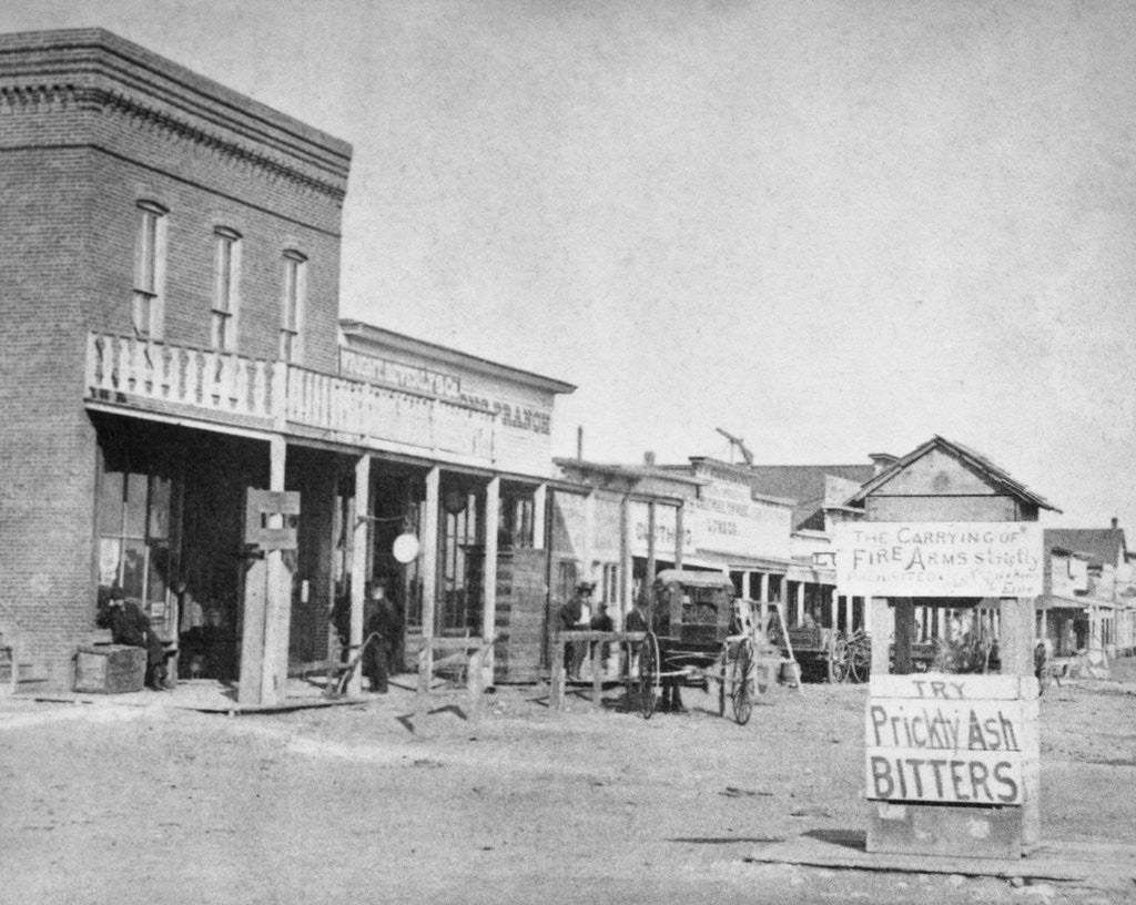 Detail of Looking Down Front Street in Dodge City, Kansas by Corbis