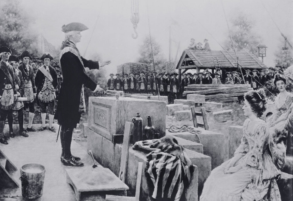 Detail of Washington Laying Cornerstone of U.S. Capitol by Corbis