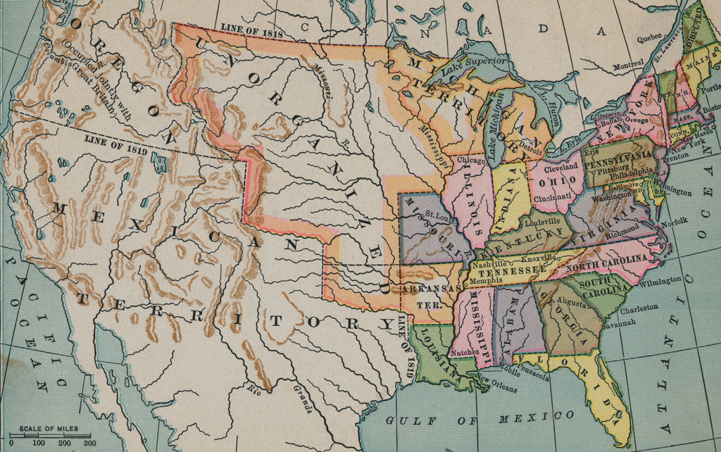 Detail of Map of United States Circa 1830 by Corbis