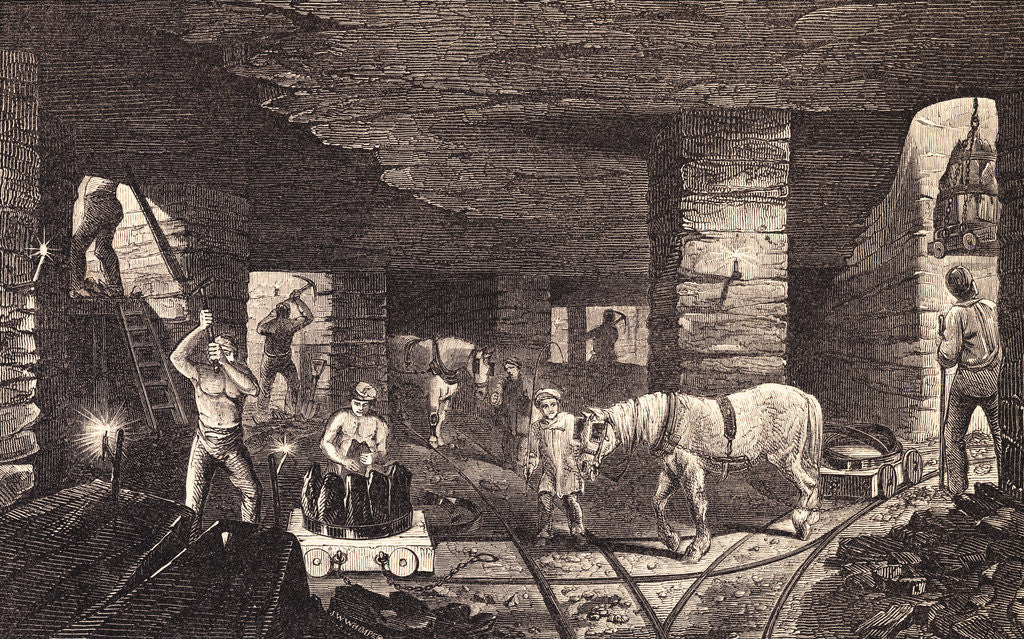 Detail of Men Working in Coal Mine by Corbis