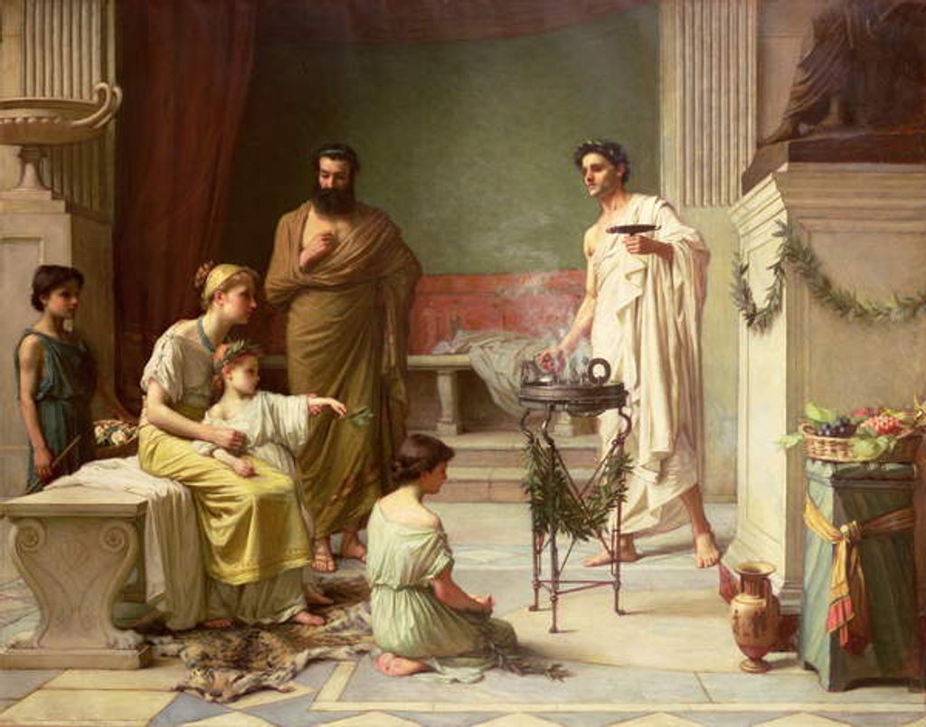 Detail of The Visit of a Sick Child to the Temple of Aesculapius, 1877 by John William Waterhouse