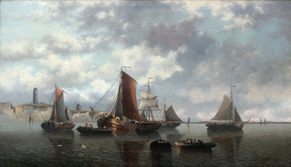 Detail of Seascape with Boats by John Warkup Swift