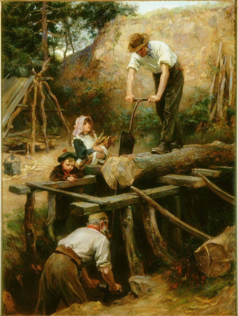 Detail of Woodsawyers by Ralph Hedley