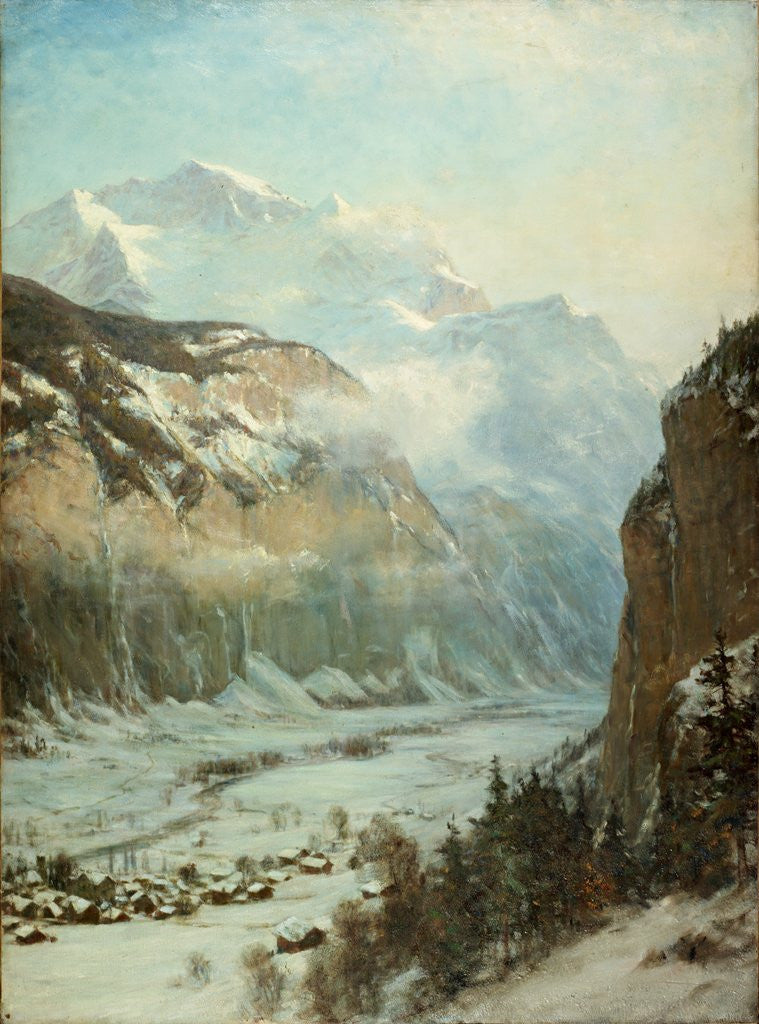 Detail of The Lauterbrunnen Valley, Switzerland by Sir Ernest Albert Waterlow