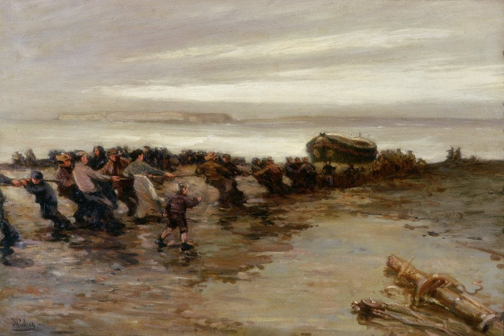 Detail of Hauling up the Lifeboat, Holy Island by John William Gilroy