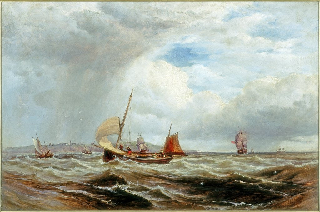 Detail of Ships and Fishing Boats in Rough Seas by Robert F. Watson