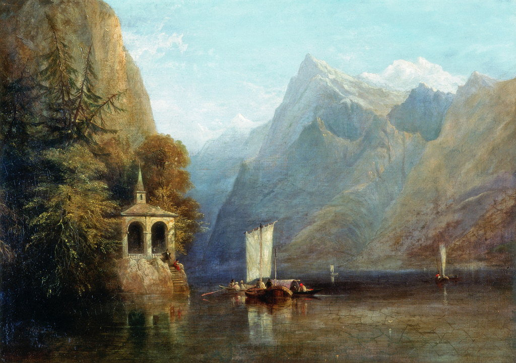 Detail of Lake Lucerne with William Tell's Chapel by Thomas Miles Richardson Senior