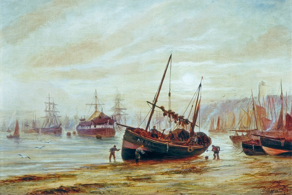 Detail of Seascape - Mouth of the Tyne by Bernard Benedict Hemy