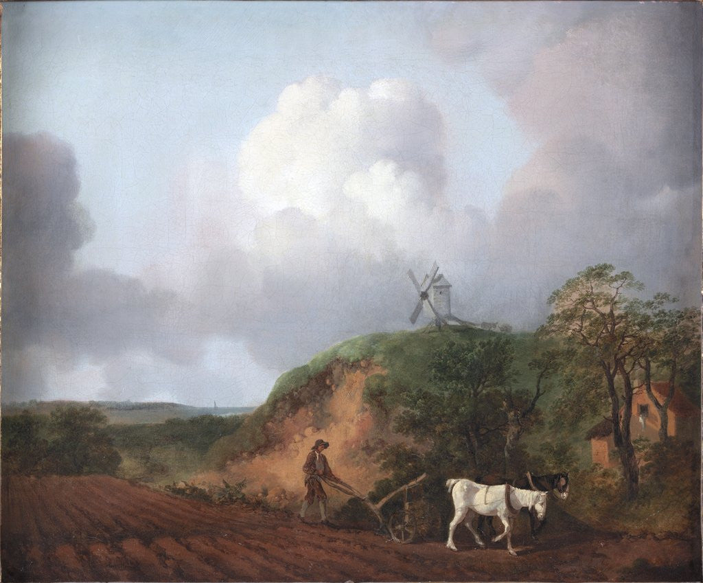 Detail of Peasant Ploughing with Two Horses by Thomas Gainsborough