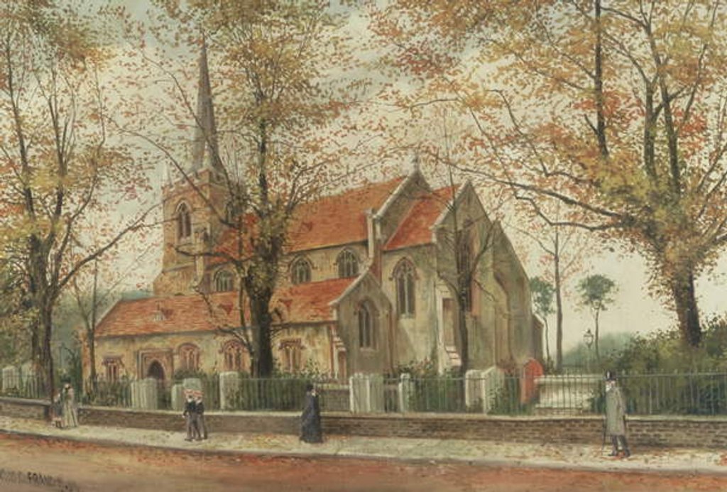 Detail of View of St Mary's Church, Stoke Newington by Charles Francis