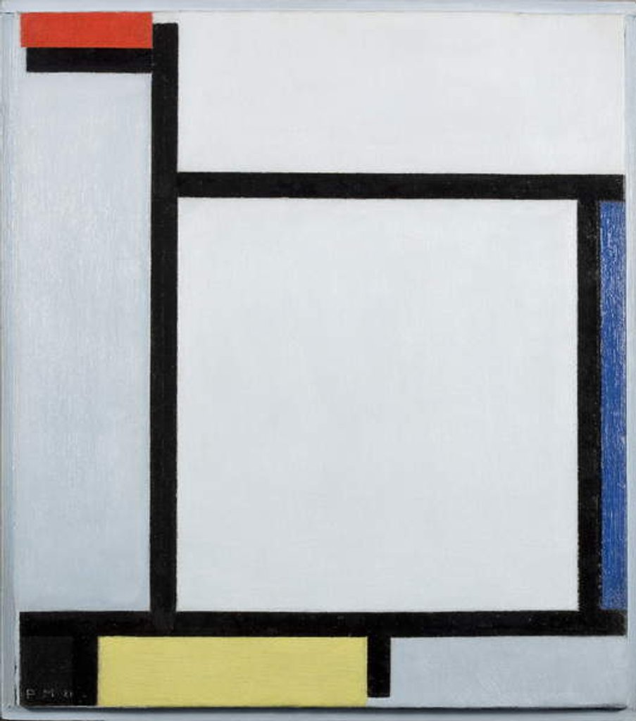 Detail of Composition with red, blue, black, yellow and grey, 1921 by Piet Mondrian