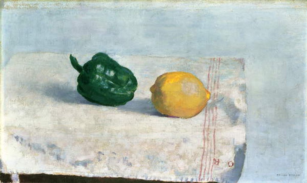 Detail of Pepper and Lemon on a White Tablecloth, 1901 by Odilon Redon