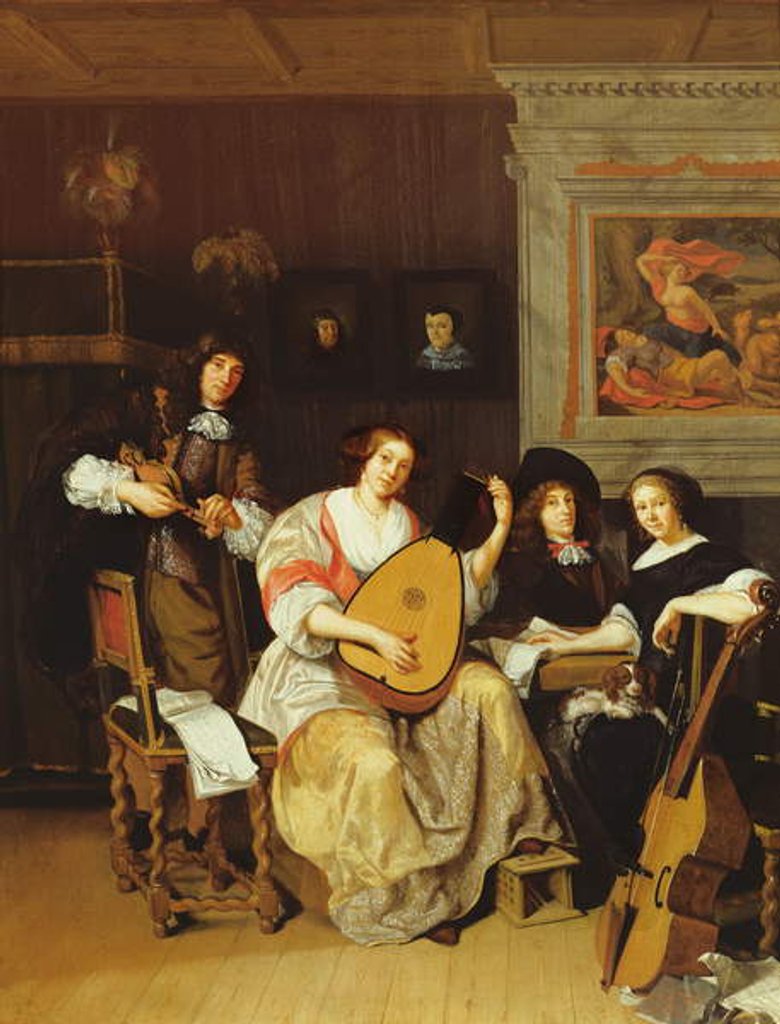 Detail of Interior with a group of musicians by F. Sant-Acker