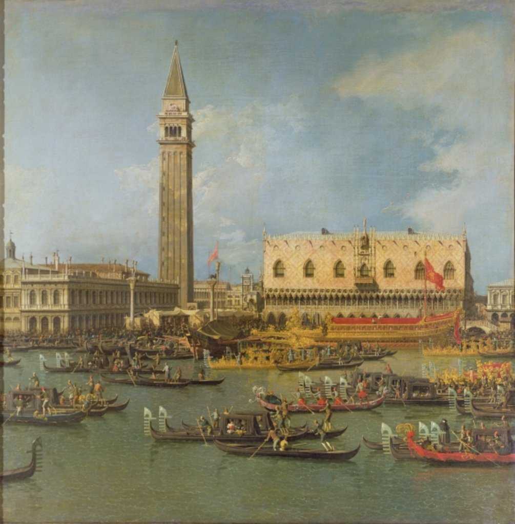 Detail of View of the Palace of St Mark, Venice, with preparations for the Doge's Wedding by Canaletto