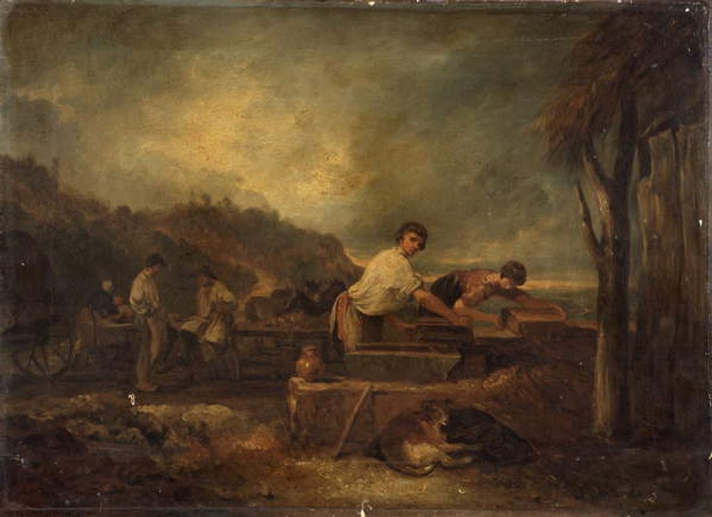 Detail of Landscape with Masons at Work by Thomas Barker