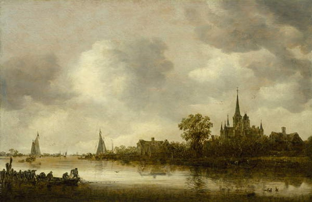 Detail of River Landscape with a Church in the Distance, 1644 by Jan Josephsz van Goyen