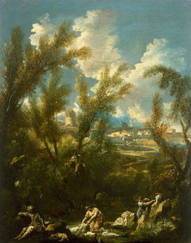 Detail of Landscape with Washerwoman, c.1715 by Alessandro Magnasco