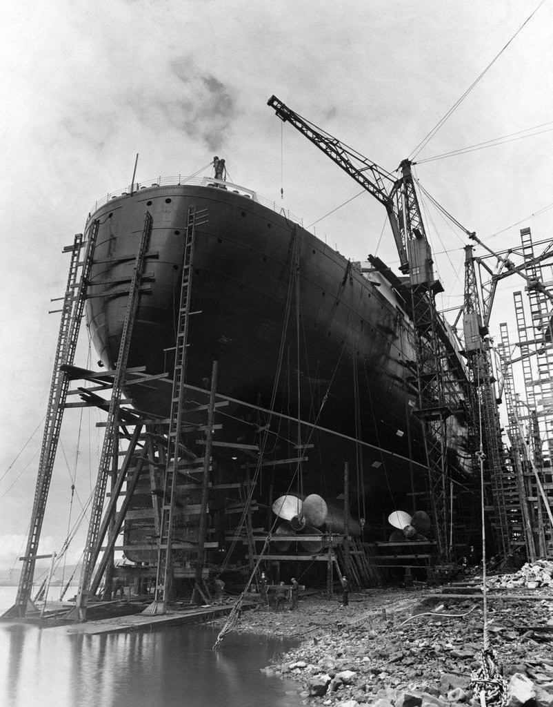 Detail of Stern of Ocean Liner Queen Elizabeth by Corbis