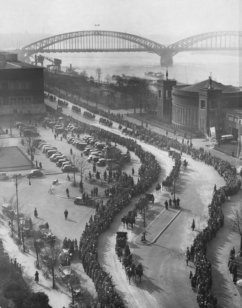 Detail of German Soldiers in Dusseldorf, 1936 by Corbis