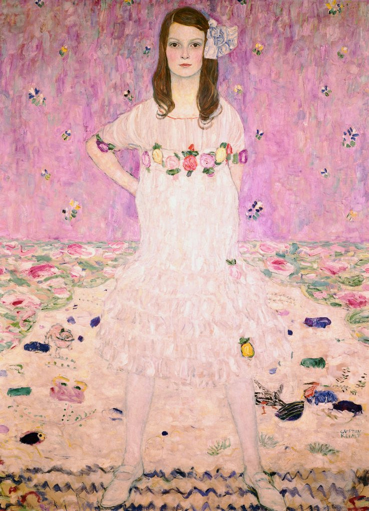 Detail of Girl in White by Gustav Klimt