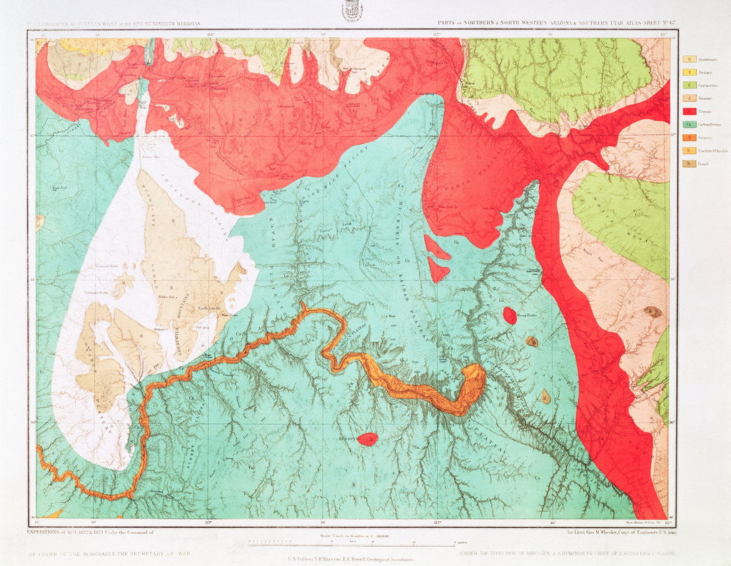 Detail of Geologic Map of Grand Canyon Area by Corbis