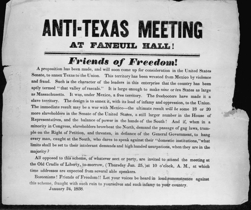 Detail of Anti-Texas Annexation Poster by Corbis