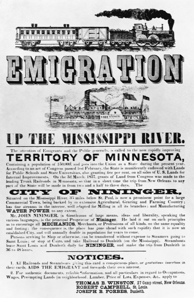 Detail of Emigration up the Mississippi River Advertisement by Corbis