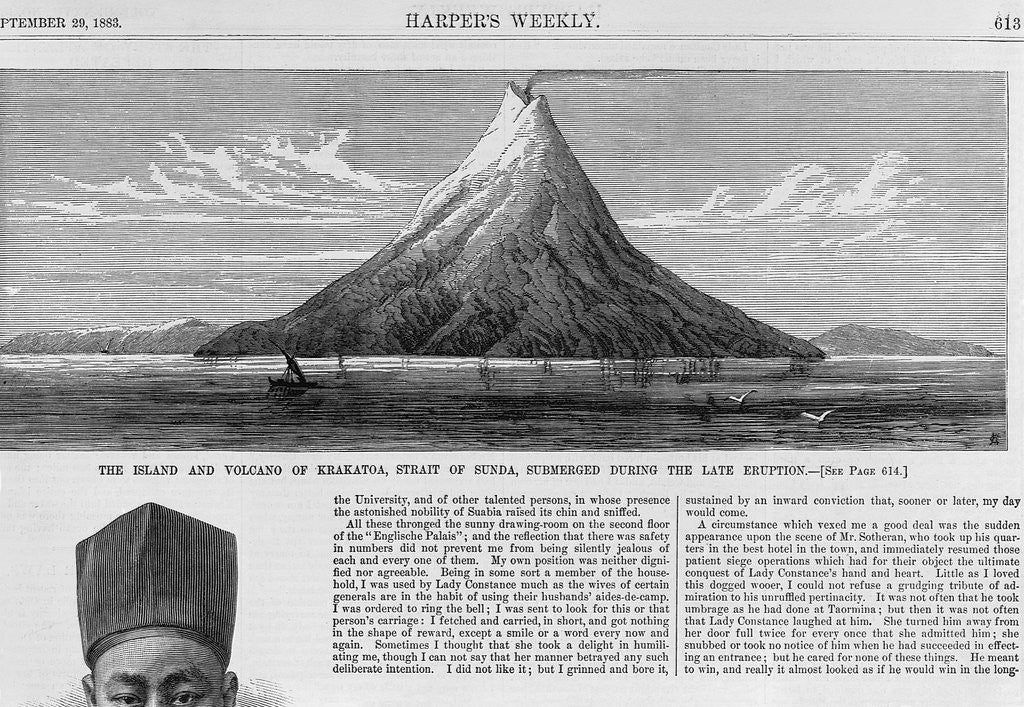 Detail of The Island and Volcano of Krakatoa Engraving in Harper's Weekly by Corbis