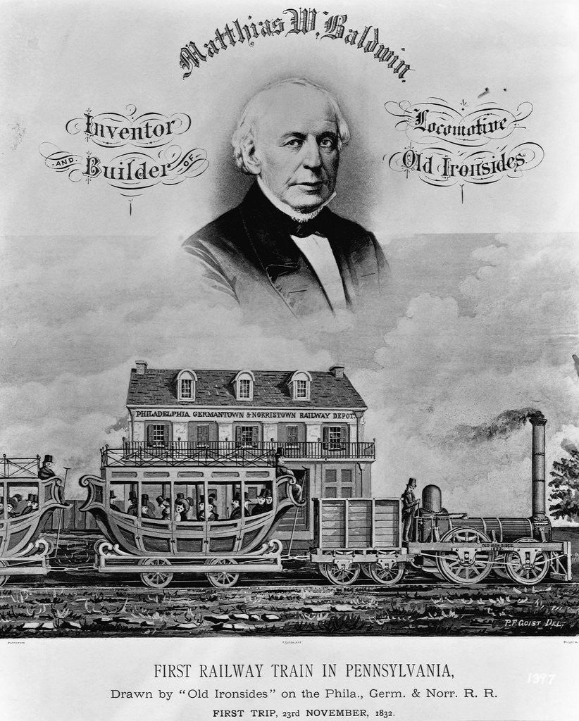 Detail of Matthias W. Baldwin, Inventor and Builder, Locomotive 'Old Ironsides' by P. F. Goist and Frederick Gutekunst by Corbis