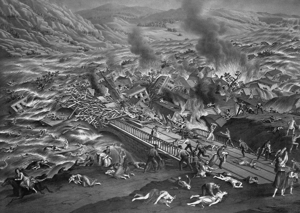 Detail of The Great Conemaugh Valley Disaster, Flood and Fire at Johnstown, Pa. Lithograph by Corbis