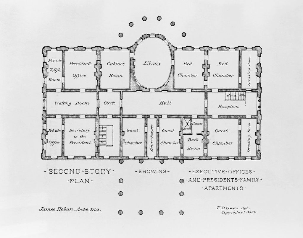 Detail of Floor Plan of the White House by Corbis