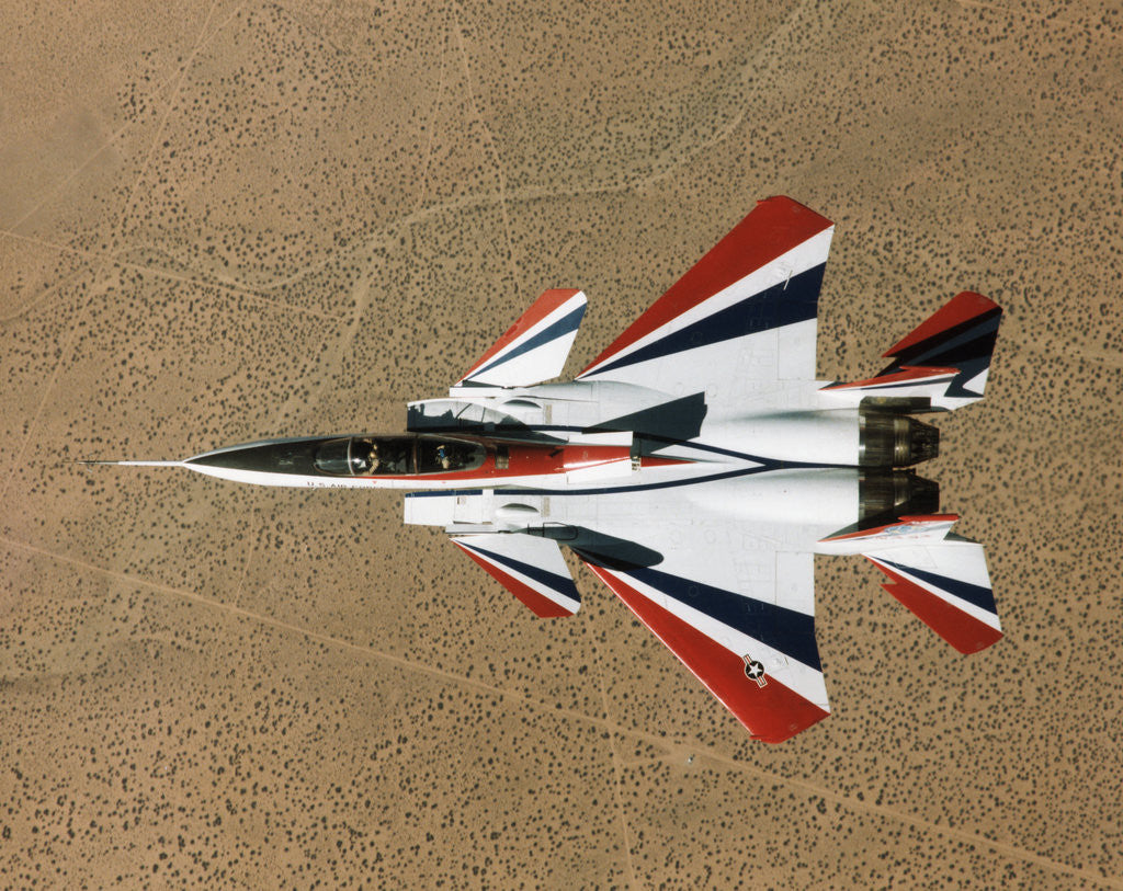 Detail of Red, White, and Blue F-15B in Flight by Corbis