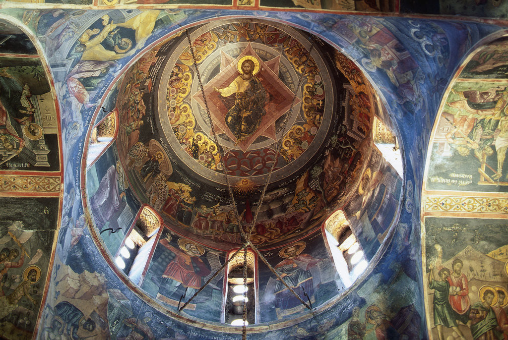 Detail of Fresco of Jesus Christ as Pantocrator in the Monastery of Varlaam, Greece by Corbis