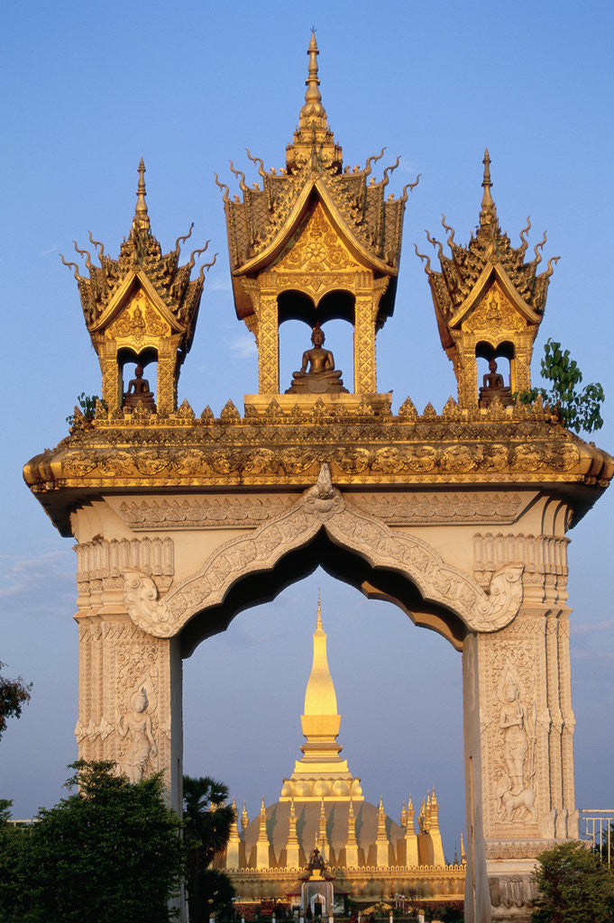 Detail of Pha That Luang Gate and Stupa by Corbis