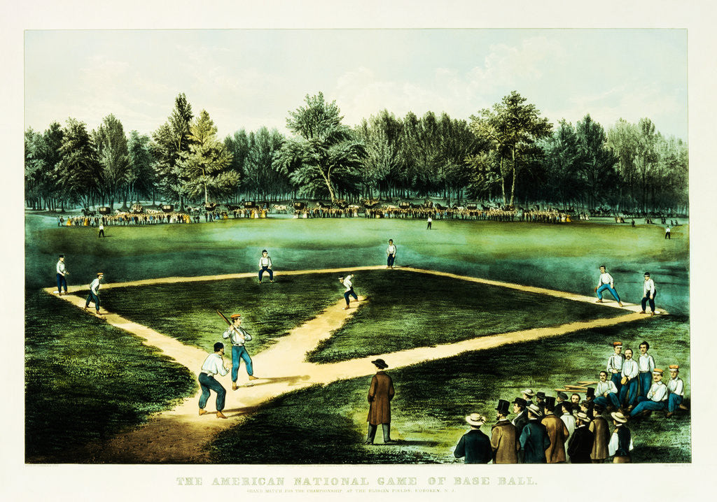 Detail of Lithograph of The American National Game of Baseball Published by Currier & Ives