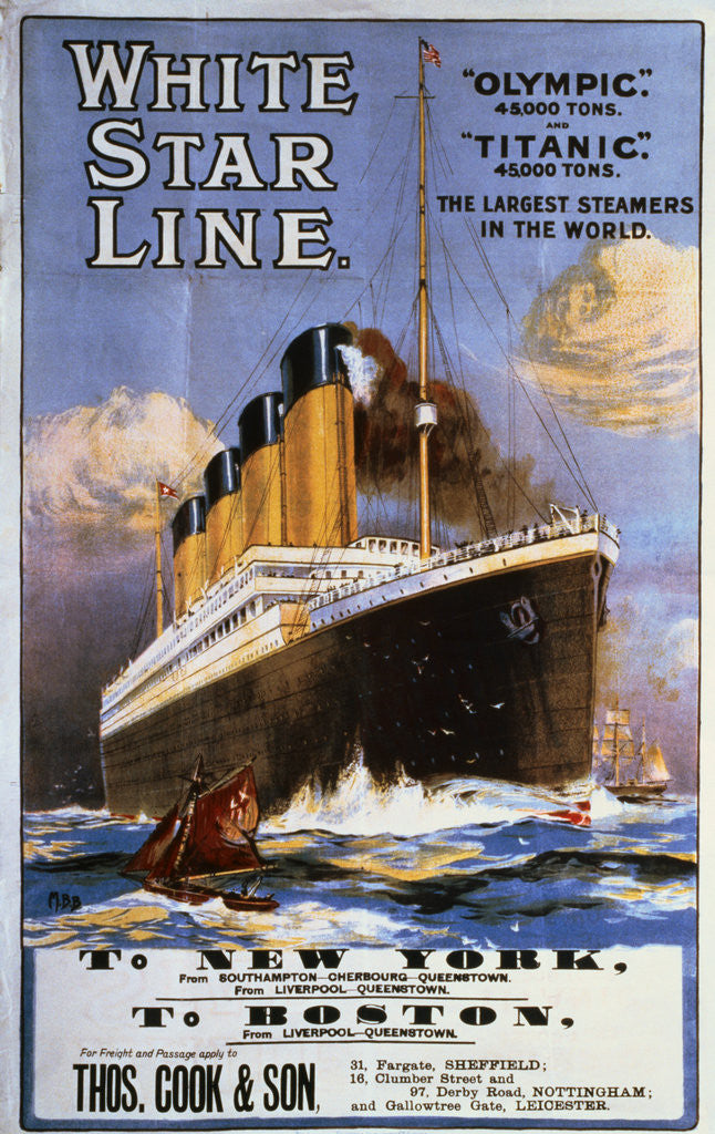 Detail of Titanic, Olympic, White Star Line by Montague B. Black