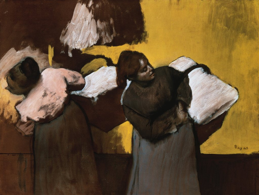 Detail of Les Blanchisseuses Portant du Ligne by Edgar Degas