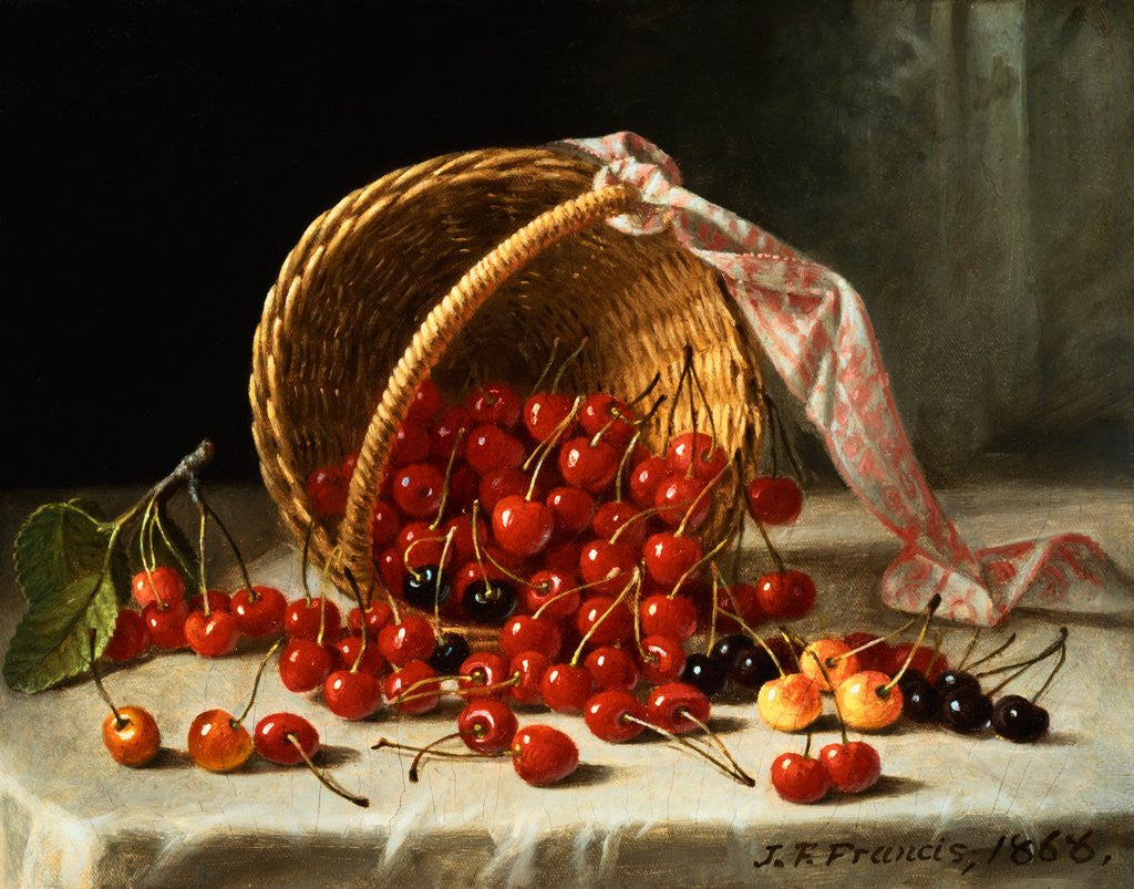 Detail of A Basket of Cherries by John F. Francis