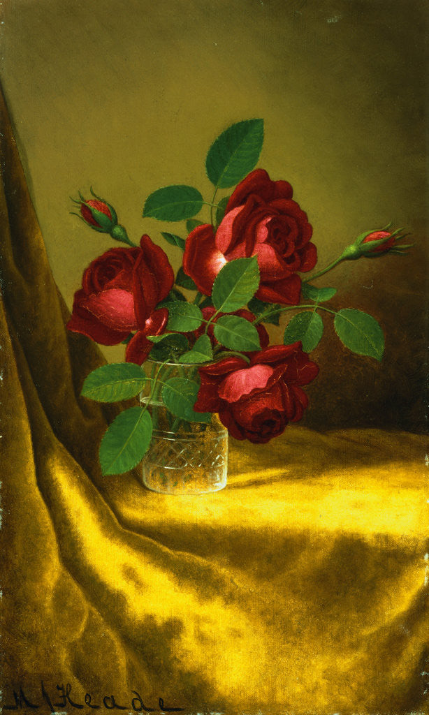 Detail of Roses in a Crystal Goblet by Martin Johnson Heade
