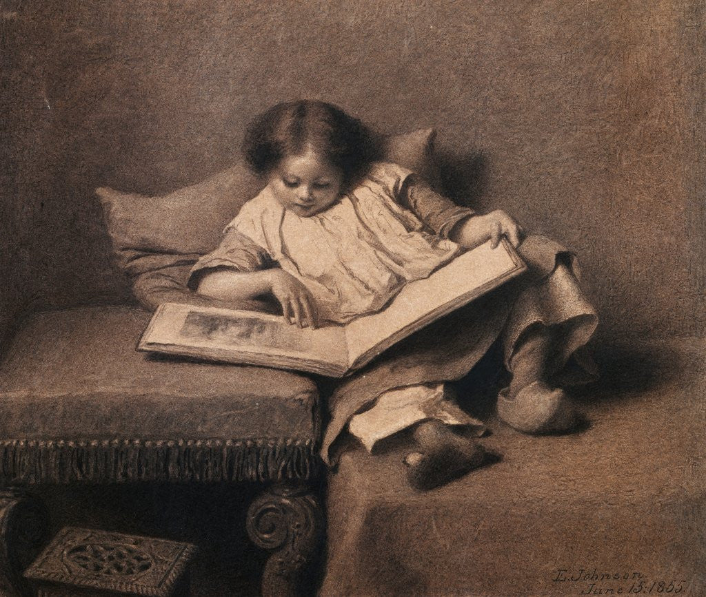 Detail of The Picture Book by Eastman Johnson