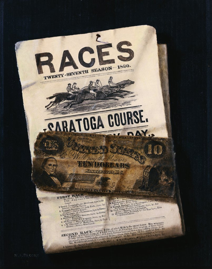 Detail of Races, Saratoga, Ten Dollar Bill by Nicholas Alden Brooks