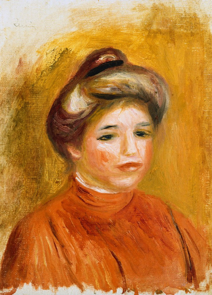 Detail of Tete de Femme by Pierre-Auguste Renoir