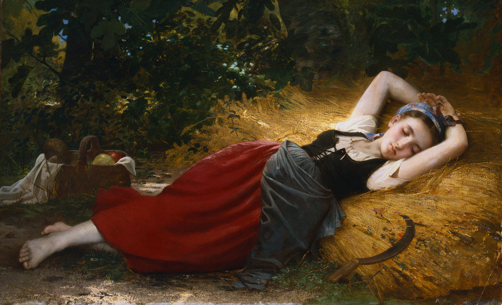 Detail of A Young Peasant Girl Sleeping by Leon Jean Bazile Perrault