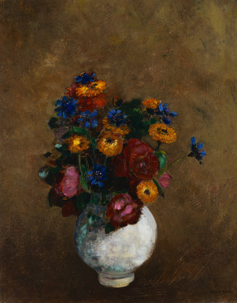 Detail of Bouquet of Flowers in a White Vase by Odilon Redon