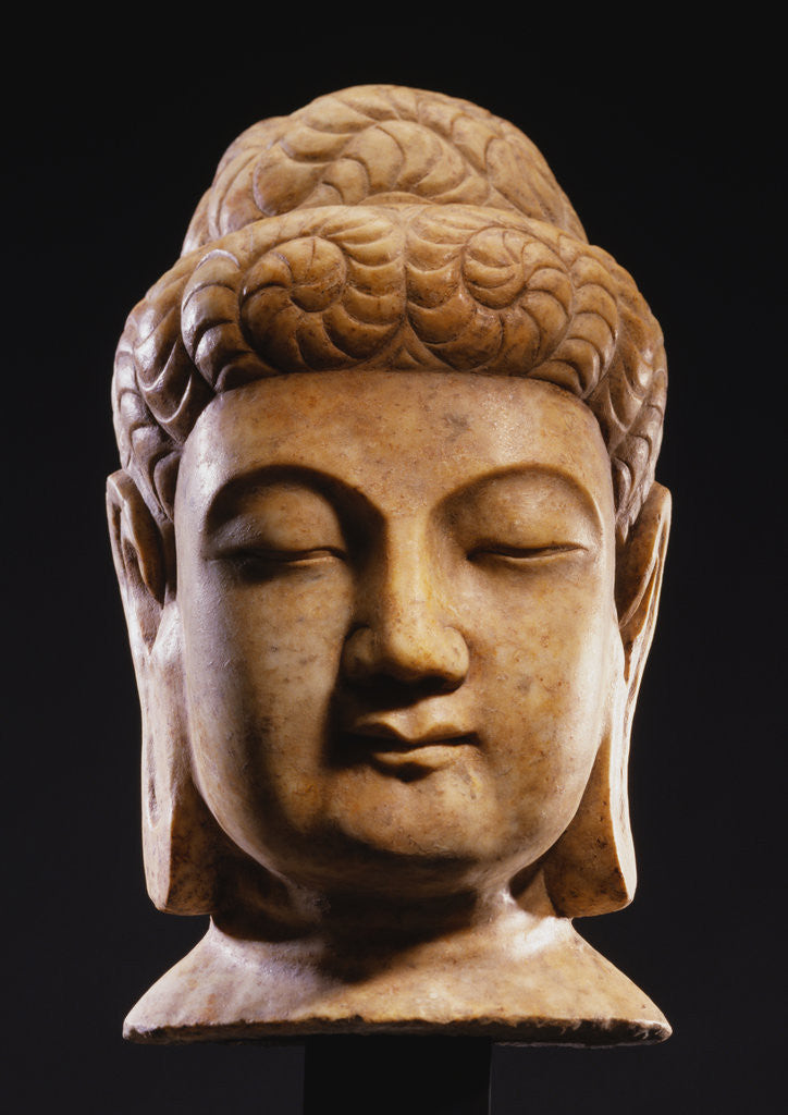 Detail of A White Marble Head of Buddha. Tang Dynasty by Corbis