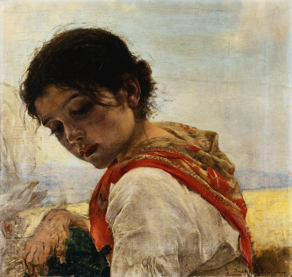 Detail of Painting of a Peasant Girl by Juan Antonio Benlliure y Gil